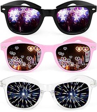 Diffractions Party Glasses with 3D Prism Heart Star Effect, Funny Glasses Refractive Glasses Heart G
