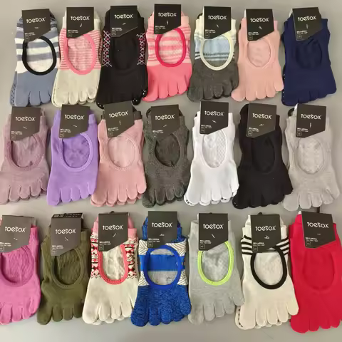 Toesox Yoga Socks Women's Indoor Five-Finger Anti-Slip Glued Dance Floor Training Pilates Socks Gym 