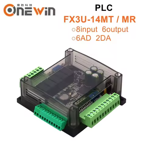 FX3U-14MR FX3U-14MT PLC industrial control board 8 Input 6 Output 6AD 2DA and RS485 RTC Compatible w