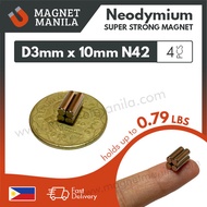 4 pcs. D3mm x 10mm Neodymium Magnet, N42 Super Strong Earth NdFeB Magnet