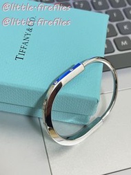 Tiffany Lock Silver Bracelet with 8 Diamonds in White Gold