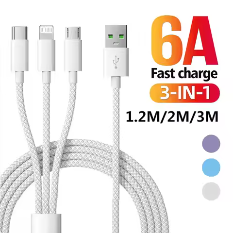 1.2M/2M/3M 66W 3 in 1 Fast Charging Cable 2 in 1 USB Type C Cable 6A Data Fast Charger Cable for Hua