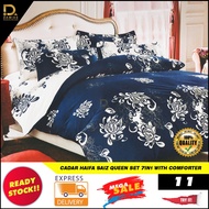 CADAR HAIFA SAIZ QUEEN SET 7IN1 WITH COMFORTER 100% FINE FABRIC SELESA LEMBUT HADIAH KAHWIN