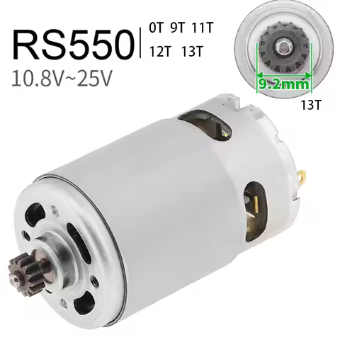 RS-550 Motor 0/9/11/12/13 Teeth DC 10.8V 12V 18V 21V 25V High Speed Large Torque for Electric Hand D