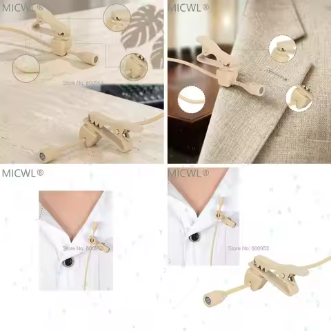 High Quality Beige Omnidirectional Tie Clip Lapel Microphone Mic for Shure Audio Technica Sennheiser