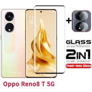 ฟิล์ม Oppo Reno 2023 8 T 5G 2 In 1 Oppo Reno ปกป้องหน้าจอสำหรับ8 T 8 T Reno8 T 8 T OppoReno8T Reno8T 5G 2023กระจกนิรภัยป้องกันเต็มพื้นที่เลนส์ด้านหลังฟิล์มกันรอยด้านหน้า