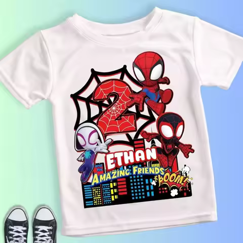 Summer Marvel Avengers League Spider-Man Boys Girls Birthday Party Sporty Loose Fashion Cotton Short