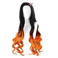 Kamado Nezuko Wig, Nezuko Cosplay Orange Gradient Black Wig for Girls Women,Long Natural Wavy Idea W