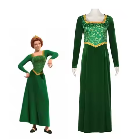 Anime Princess Fiona Cosplay Costume Shrek Wife Green Fiona Cos Dress Wigs Outfit ForLadies Long Dre