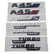 3d ABS Chrome Black Logo A45S Emblem Letters Turbo 4matic Badge Car Sticker For A45S W176 W177 Acces