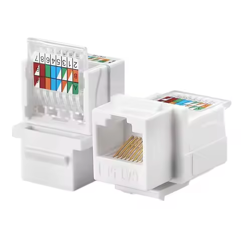 UTP Network Connector Cat5e Cat6 RJ45 Ethernet Module Tool-Less White Module Coupler Jack Connector