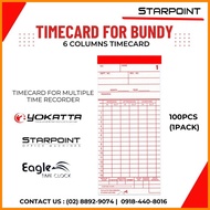 ≅ ╮ ♕ TIMECARD FOR BUNDY CLOCK , YOKATTA TIMECARD 6 COLUMNS