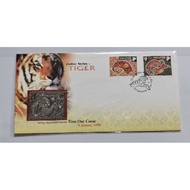 1998 singapore zodiac series Tiger FDC by royal selangor pewter