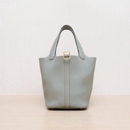 HERMES(愛馬仕) Picotin 18 菜籃子 Q1鼠尾草綠 TC皮 B刻 金扣