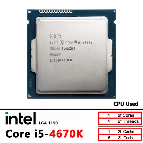 Intel Core i5-4670K i5 4670K I5 4670 K 3.4 GHz Used Quad-Core Quad-Thread 84W 6M CPU LGA 1150