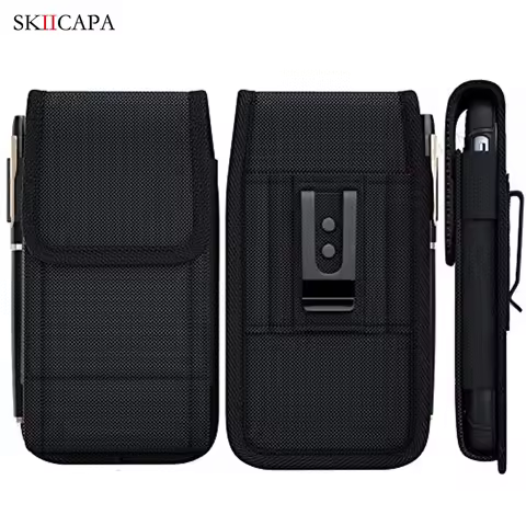 Belt Clip Waist Bag For Samsung Galaxy S24 Ultra Flip Cover Universal Phone Pouch Oxford Cloth Holst