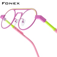 FONEX Pure Titanium Glasses Frame Men 2025 New Fashion Brand Design Vintage Round Eyeglasses Women R