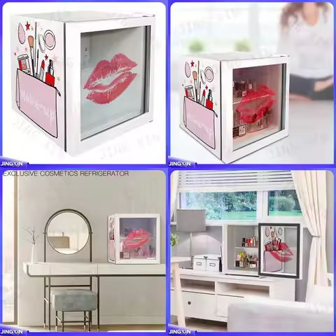 for Professional Mini Fridge Cosmetic Skincare Refrigerator Glass Door Display Cooler Makeup Storage