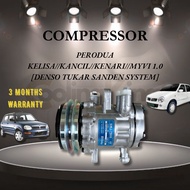 FULL SET 100% Car Air-Cond Compressor (Perodua Kelisa/ Kancil/ Kenari/ Myvi 1.0) [Utk Denso Tukar Sa