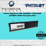 Patriot Signature 8GB 2666MHz / 8GB/16GB 3200MHz DDR4 PC/LAPTOP Ram