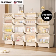 DR.STORAGE 28L/40L/60L Large Capacity Storage Box With Transparent Lid Stackable Toy Snack Storage C