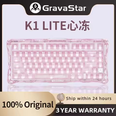 NEW GravaStar K1 LITE Cold Pink Transparent Wireless Mechanical Keyboard 80 Keys Full NKRO Cute Gami