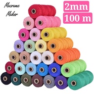 2mm Macrame Cord /Macrame Rope /3 Strands Cotton Rope /Colored Twisted Macrame Rope Cotton|Weaving|Benang