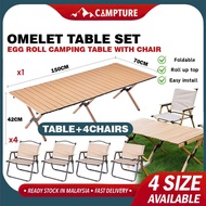 【CAMPTURE】Combo Set Table + 4 Kermit Chairs Outdoor Size Camping Egg Roll Table Glamping Folding Cha