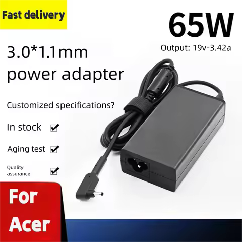 19V 3.42A 3.0*1.1mm 65W Laptop Charger for Acer Aspire 5 A515-54G A515-54G-56XE S5 S7 W700 P3 AC Ada