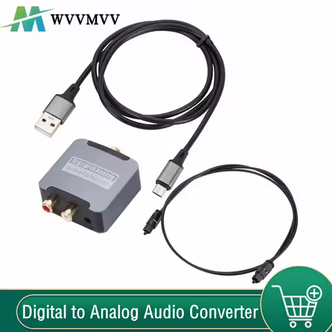 DAC Digital to Analog Audio Converter Optical SPDIF Toslink Coaxial Input to L/R RCA 3.5mm Jack Head