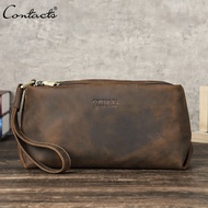 CONTACTS High Quality Genuine Leather Clutch Bag Luxury Mobile Phone Bags Credit Card Holder Casual