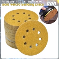 10Pcs Premium 8-Hole Round Gold Sander Sand paper 80~400Grit Kertas Pasir Polish Sand paper Disc ker