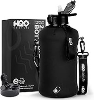 H2O Capsule 2.2L Half Gallon Water Bottle with Storage Sleeve and Covered Straw Lid – BPA Free Large