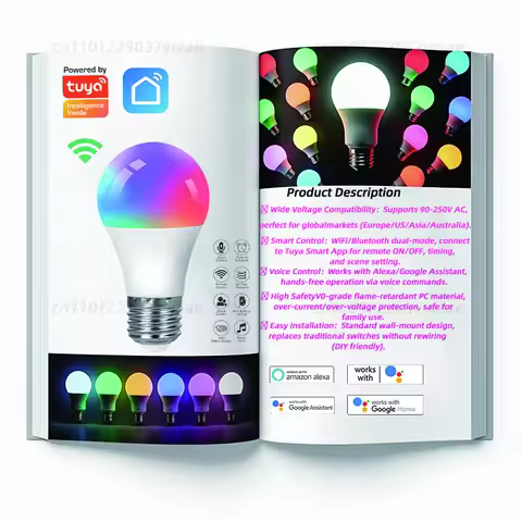 Tuya Smart WiFiLEDLight Bulbs 85-265V10W 15W 18W E27/B22 Alexa LEDLamp RGBSmart Life APP Google Assi