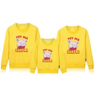 Long-sleeved family shirt with thick cotton felt in all colors and sizes 8-100kg (video shot on any 
