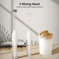 2 IN 1 Milk Bubbler Household Hand-Held Electric Egg Beater Blender USB Rechargeable Foam Maker Kitchen Portable Mixer With Beating Head + Mixing Head For Coffee Cream 2合1牛奶起泡器家用手持電動打蛋器攪拌機USB充電泡沫機廚房便攜式攪拌機帶攪拌頭+咖啡奶油攪拌頭