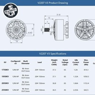 T-Motor Velox V3 V2207 Freestyle Fpv Racing Motor 4-6S KV1950