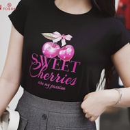 Áo cotton vai chờm in quả cherry Ap202 Toson