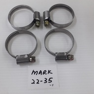 (4pcs MARK 22-35) (22mm~35mm Range) Worm Type Stainless Steel Hose Pipe Clamp Clip / Kunci Pipe