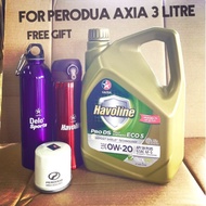 PACKAGE SET!!️ CALTEX HAVOLINE 0W-20 3LITRE API SN PLUS FOR PERODUA AXIA WITH OIL FILTER