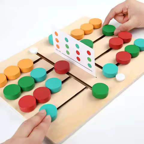 Montessori Wooden Colorful Slide Puzzle Board Game Color Matching Slide Sensory Educational Toys Pre