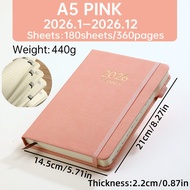 2026 A5 English Scheduler Elastic Band Notebook 360Page Kế hoạch kinh doanh Văn phòng