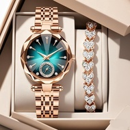 Best-selling steel band watch with distinctive pointed glass and gradient diamond face, women's busi