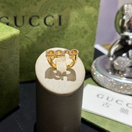 義大利奢侈時裝品牌Gucci金色水鑽字母戒指 代購服務