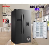 *MUAR / MELAKA ONLY* Toshiba 591L GR-RS682WE-PMY (06) Side-by-Side Inverter Refrigerator SBS Fridge 