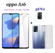 ส่งจากไทย ฟิล์ม3in1 Oppo A16 ฟิล์มเลนส์กล้อง + ฟิล์มกระจกเต็มจอ+ ฟิล์มหลัง ฟิล์มกันกระแทกขอบดำ