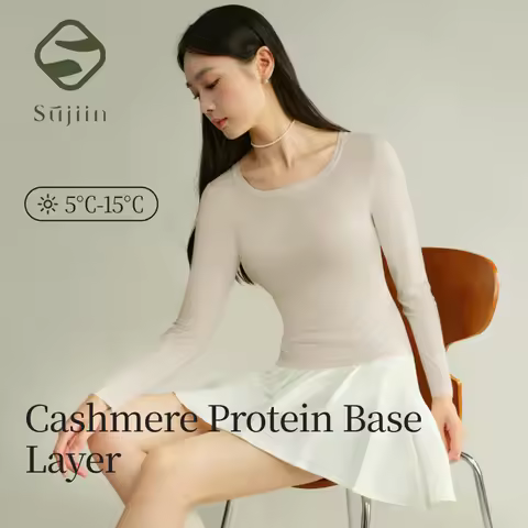 SUJIIN Autumn Thermal Shirts for Women 2025 Winter Long Sleeve Bottoming Thermal Tops Cashmere Prote