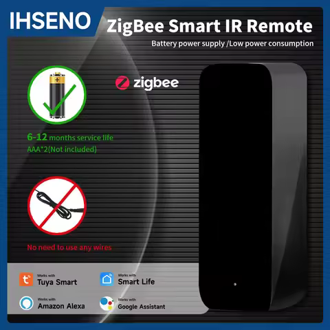 Tuya ZigBee Smart IR Remote Control, Universal Infrared Controller for TV/AC, Battery Powered, Works