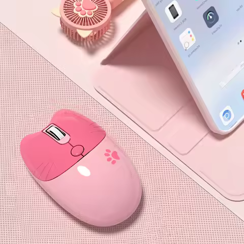 MOFii M3DM Pink Cat Dual Mode Wireless Mouse, 2.4G Bluetooth Dual Connection, Cute Portable 3 DPI Op