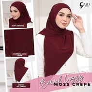 BAWAL LAZZY MUSLIMAH BIDANG 45' | KAIN ORGANIC MOSS CREPE | IRONLESS & TRAVEL FRIENDLY SQUARE HIJAB